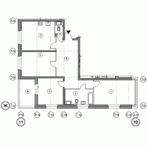 Трёхкомнатная квартира 101.6 м²