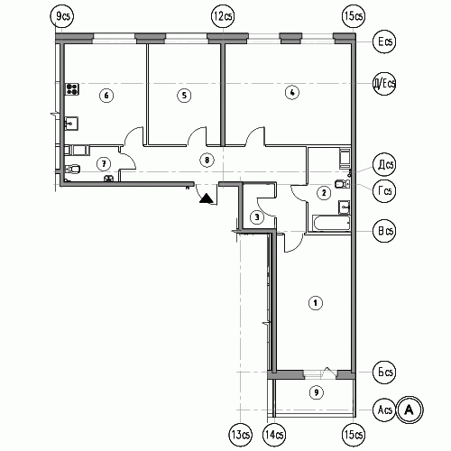 Трёхкомнатная квартира 104.8 м²