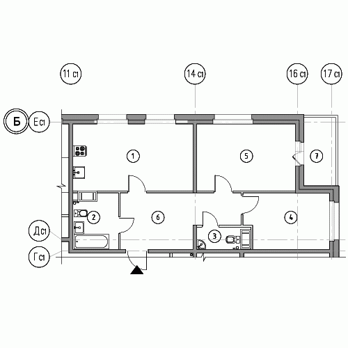 Двухкомнатная квартира 68.8 м²