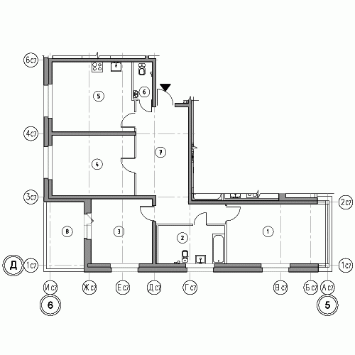 Трёхкомнатная квартира 102.7 м²