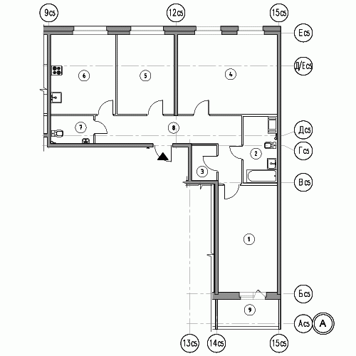 Трёхкомнатная квартира 105.2 м²