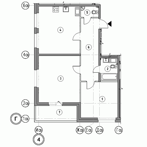 Двухкомнатная квартира 81.8 м²