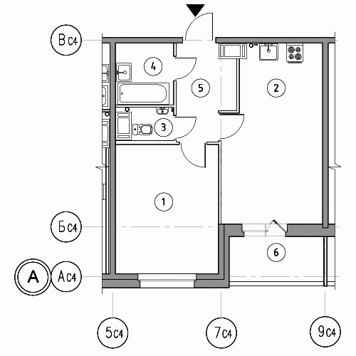 Однокомнатная квартира 47 м²