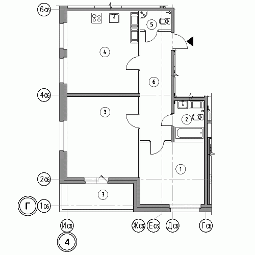 Двухкомнатная квартира 81.3 м²