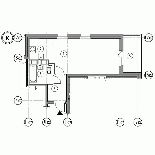 Студия 39.1 м²