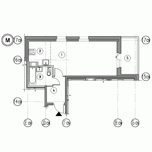 Студия 39.5 м²