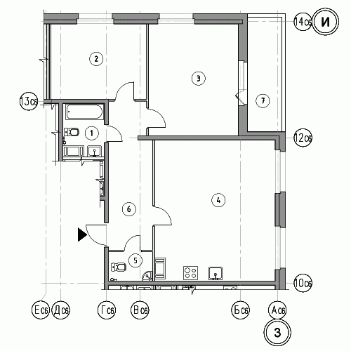 Двухкомнатная квартира 91.4 м²
